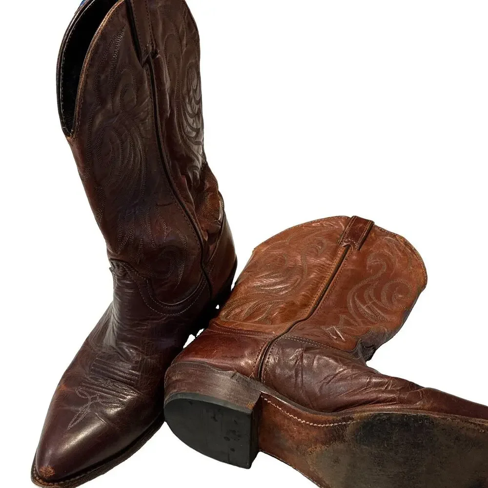 Vintage Code West Mens Brown Leather Western Cowboy Boots US Size 11